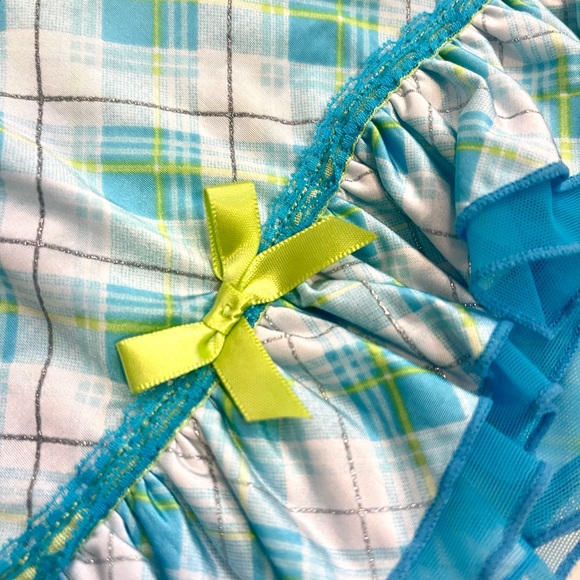 34C VS Victoria’s Secret Sexy Little Things poolside green/blue plaid lingerie - Picture 7 of 12